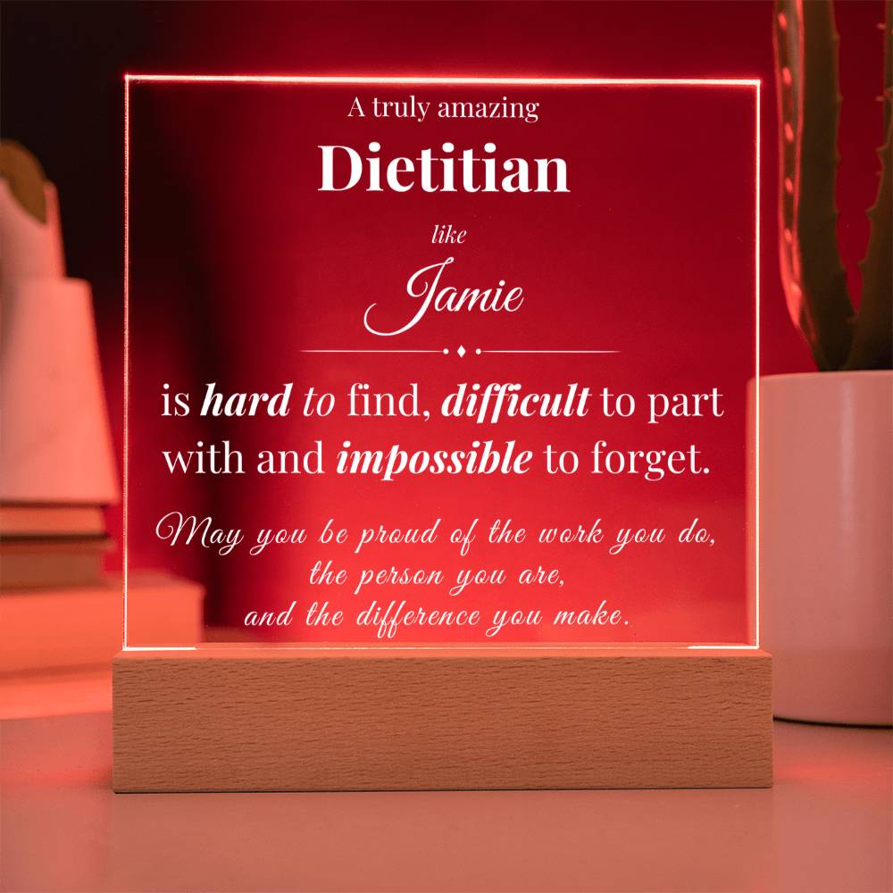 Personalized Acrylic Square Plaque for Dietitian