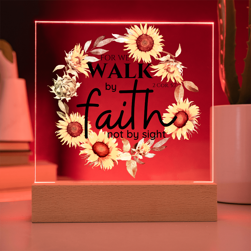 Bible Verse Art - 2 Cor 5:7 - Square Acrylic Plaque