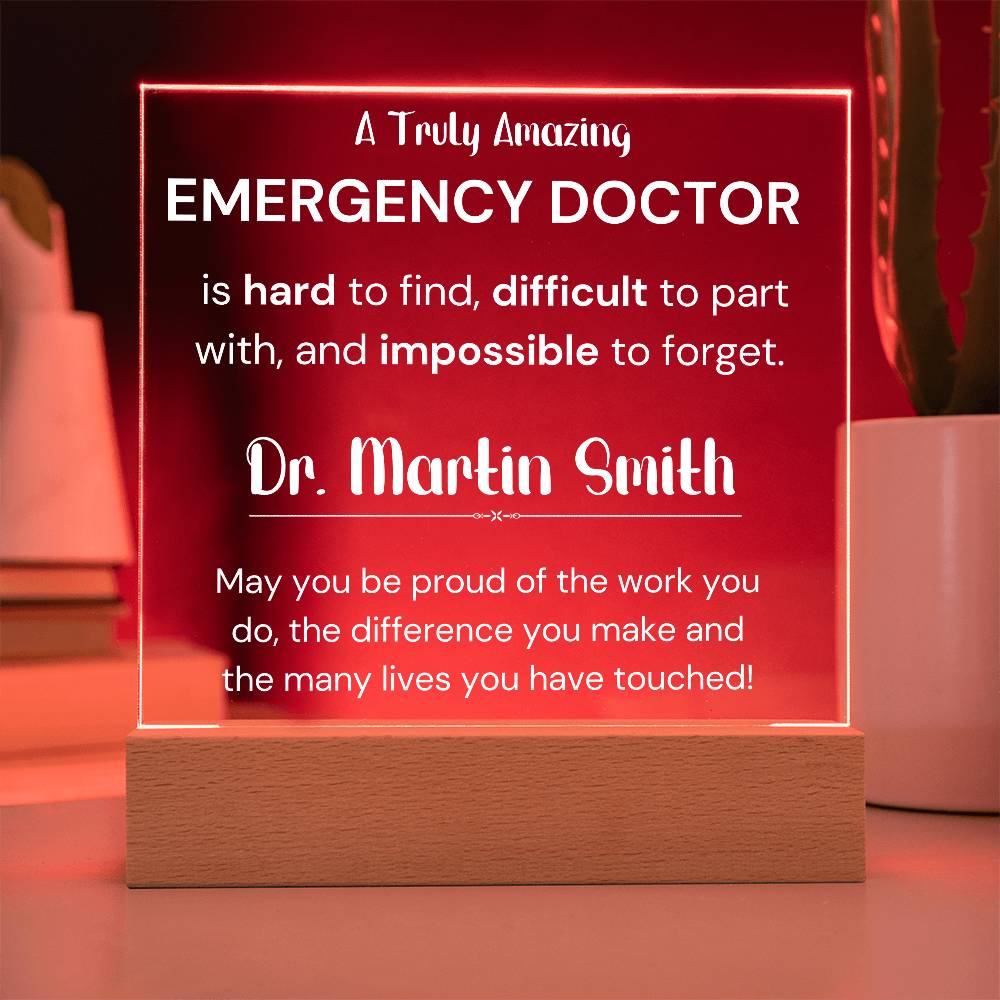 Gift For Emergency Doctor Personalized Acrylic Plaque