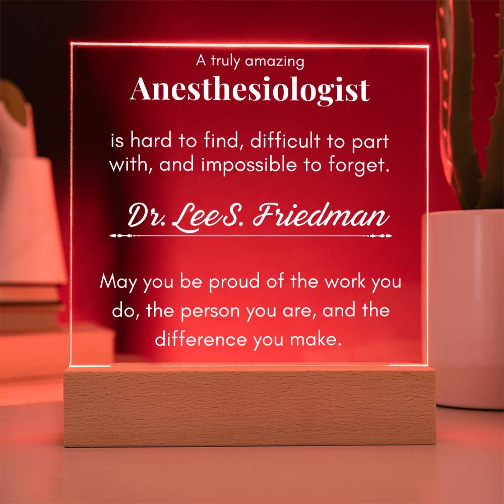 Anesthesiologist gift plaque