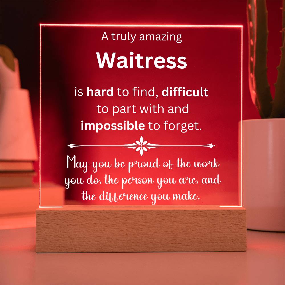Waitress Thank You Gift - Acrylic Square Plaque