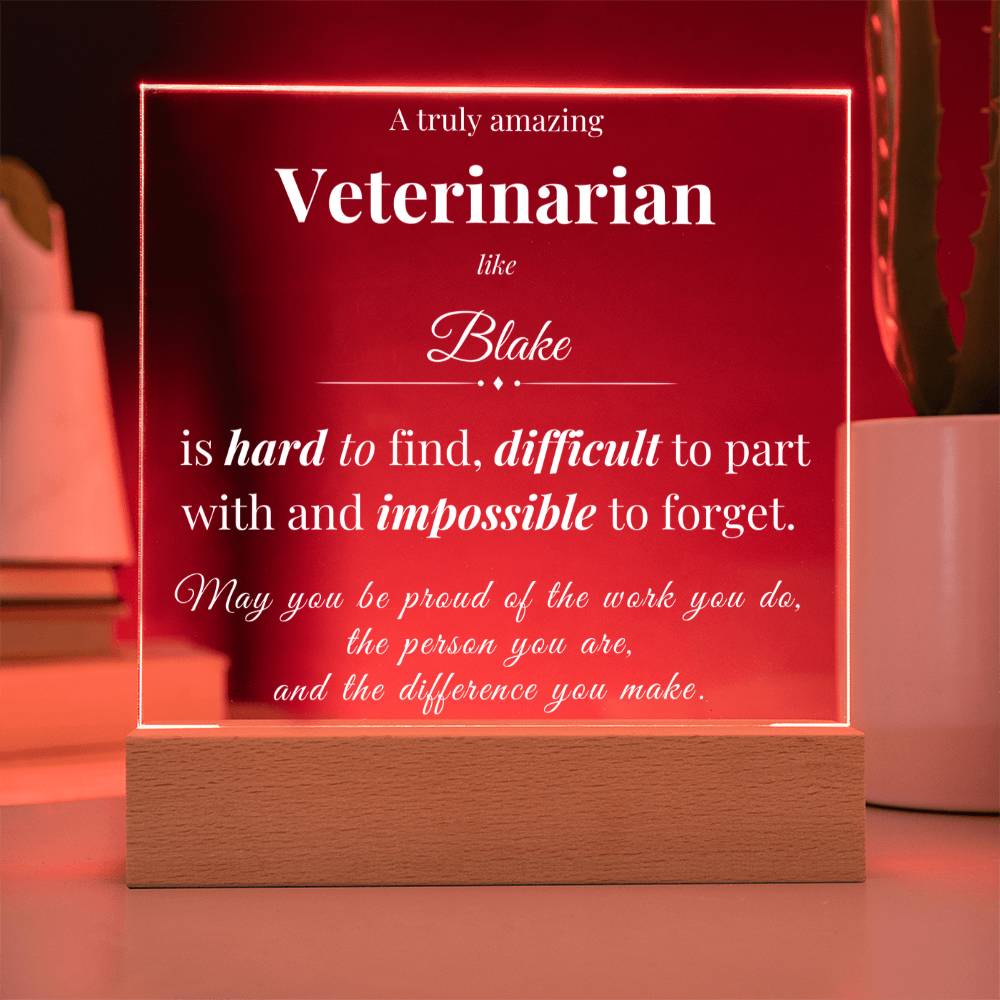 Personalized Acrylic Square Plaque for Veterinarian