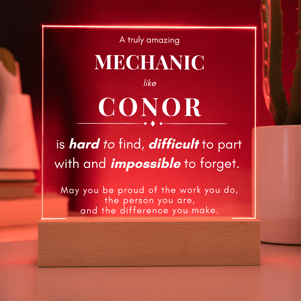 Mechanic Gift Personalized Name LED Plaque