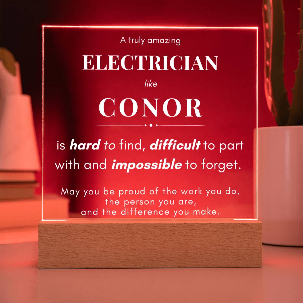 Electrician Gift Personalized Name LED Plaque