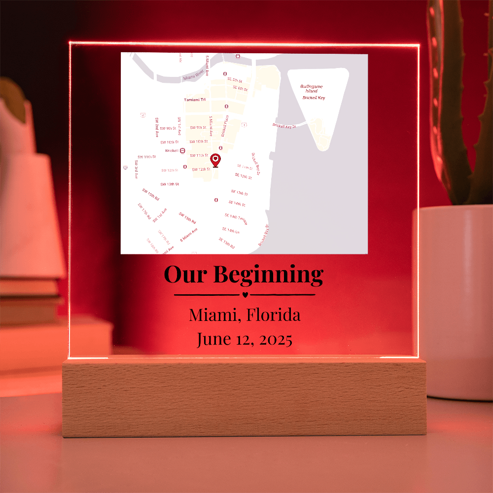 Personalized Where We Met Map Acrylic Plaque Miami Florida 1
