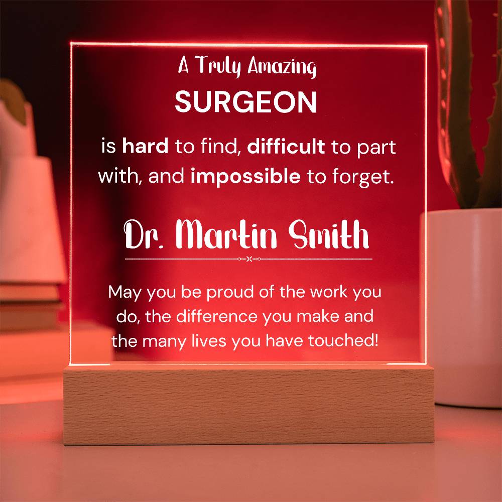Gift For Surgeon Personalized Acrylic Plaque