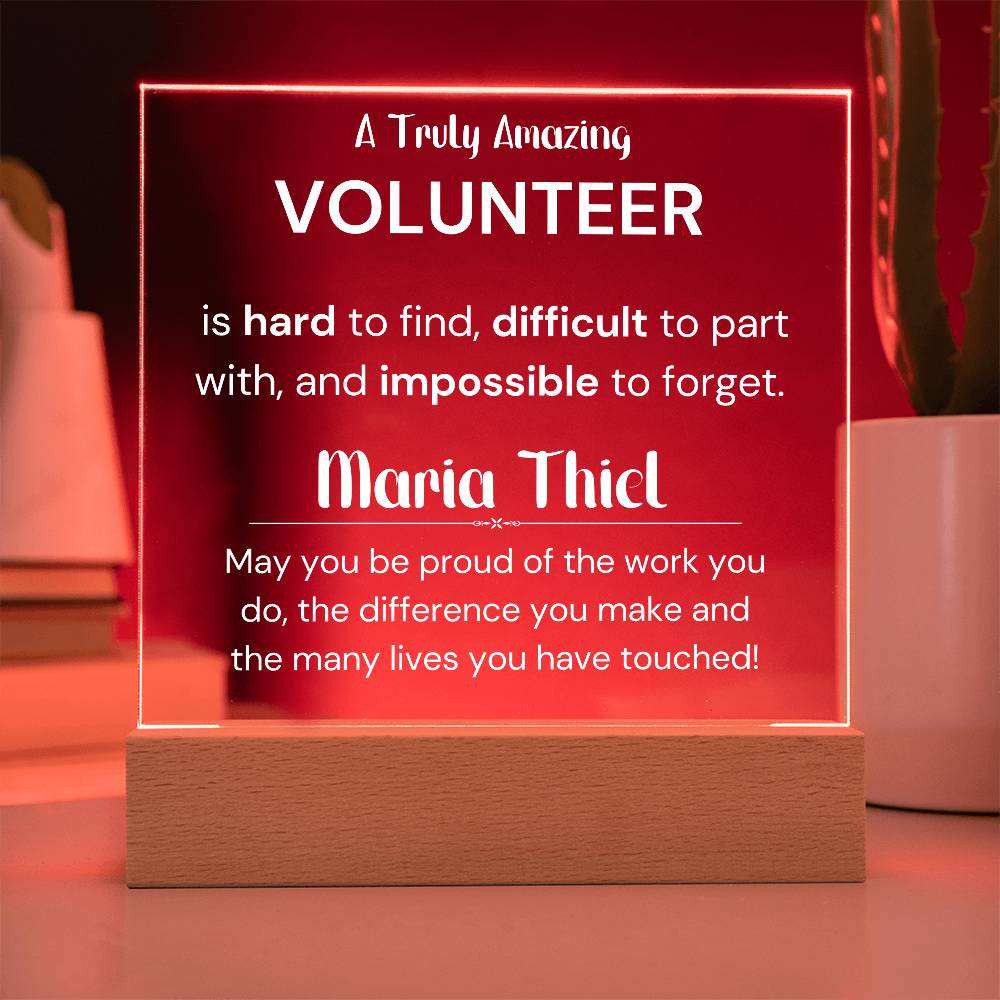 Gift For Volunteer Personalized Acrylic Plaque