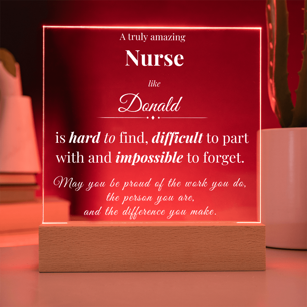 Personalized Acrylic Square Plaque for Nurse