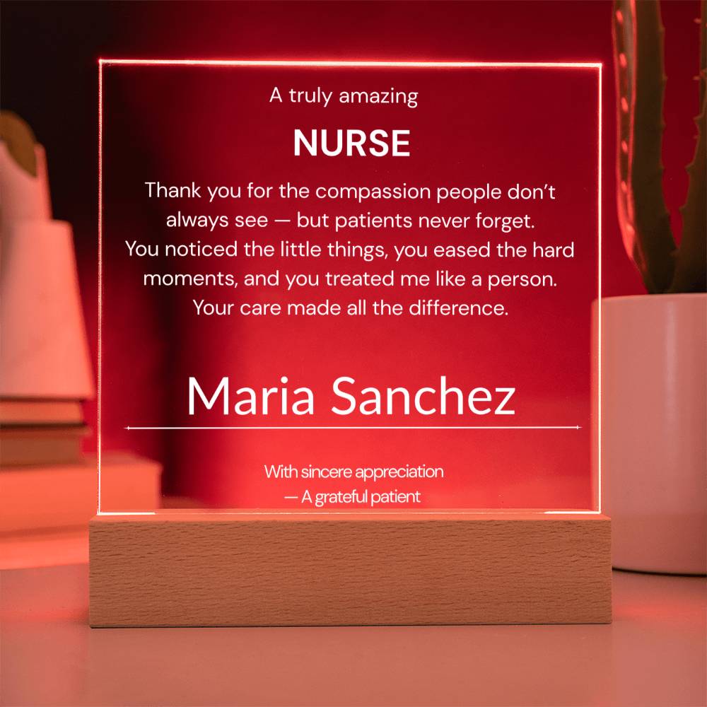 Nurse Thank You Gift Acrylic Plaque Personalized