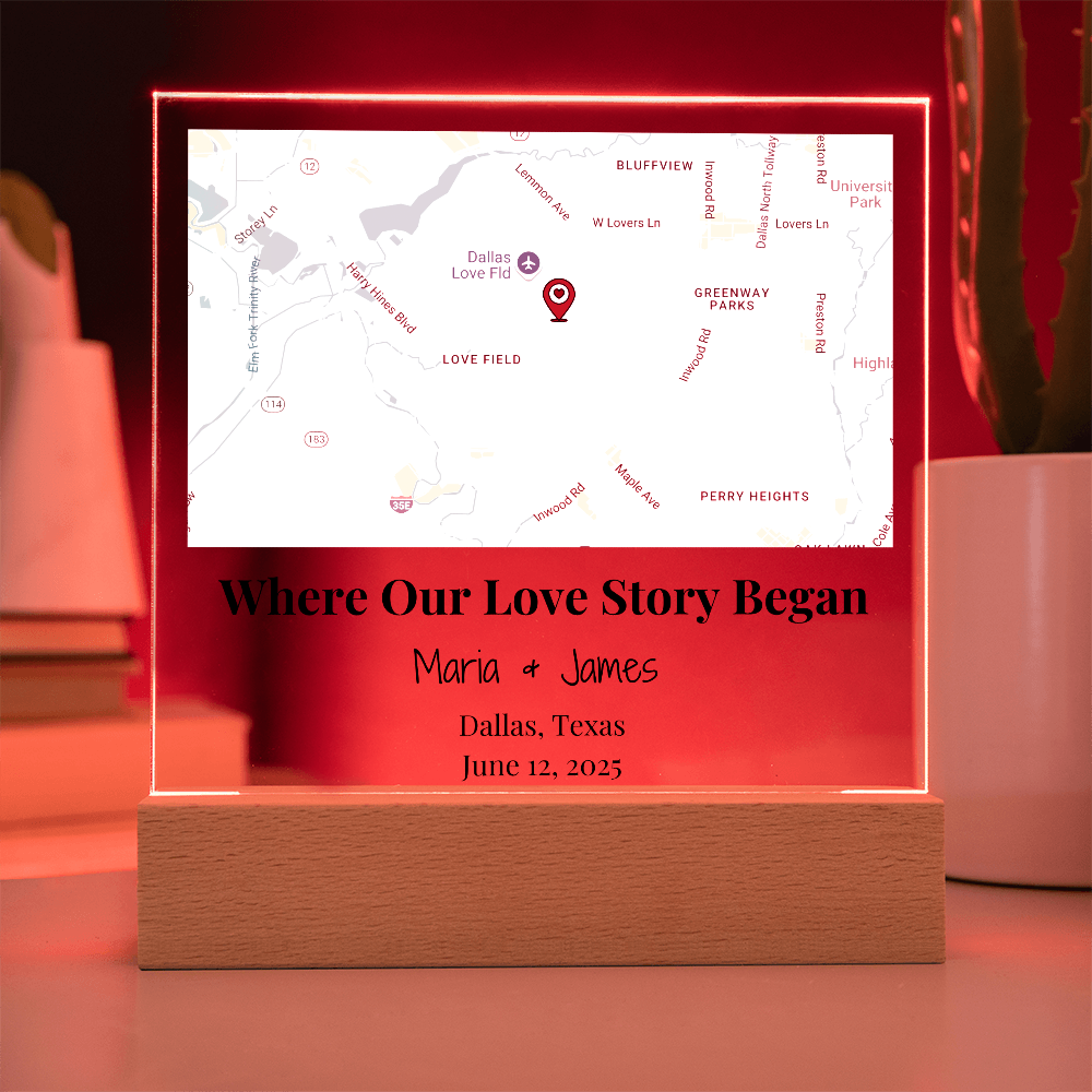 Personalized Where Our Love Story Began Map Acrylic Plaque Dallas Texas 4