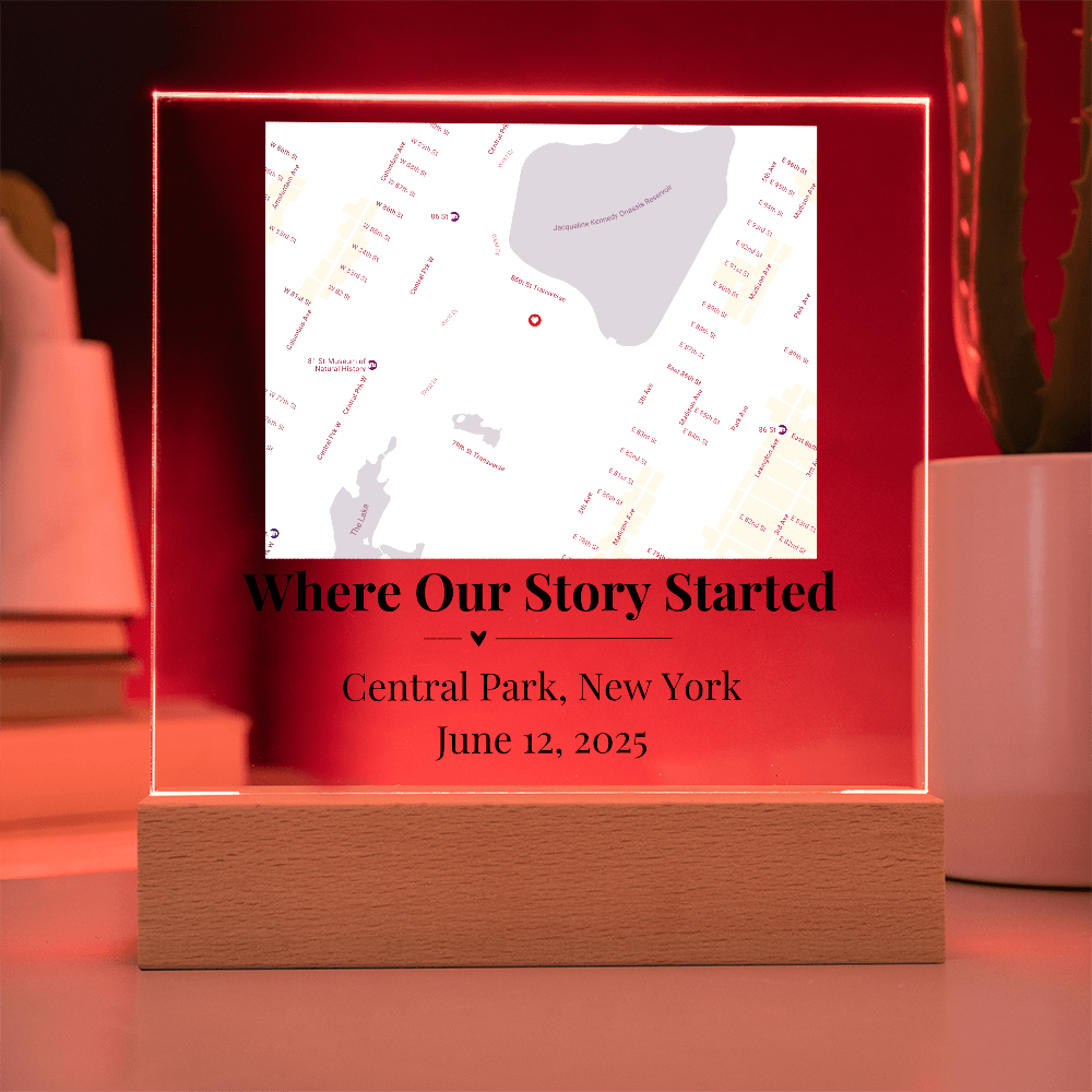 Personalized Where We Met Map Acrylic Plaque Central Park NY 1