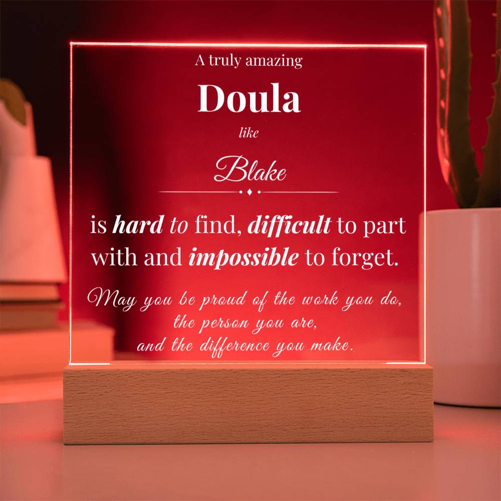 Personalized Acrylic Square Plaque for Doula