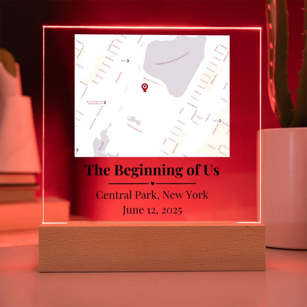 Personalized Where We Met Map Acrylic Plaque Central Park NY 2
