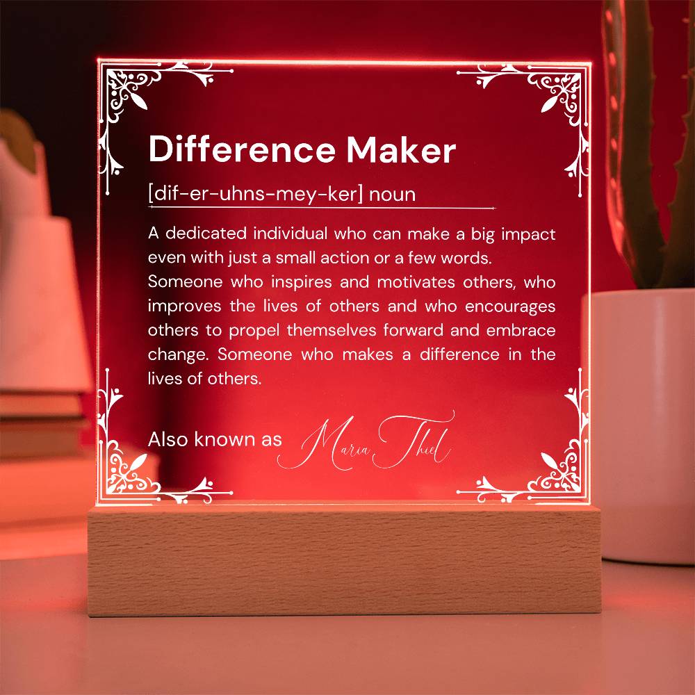 Personalized Difference Maker Definition Plaque