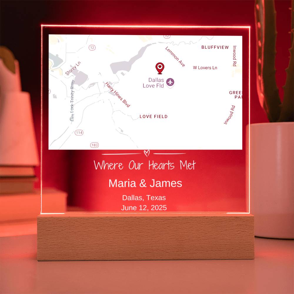 Custom Love Story Map Plaque