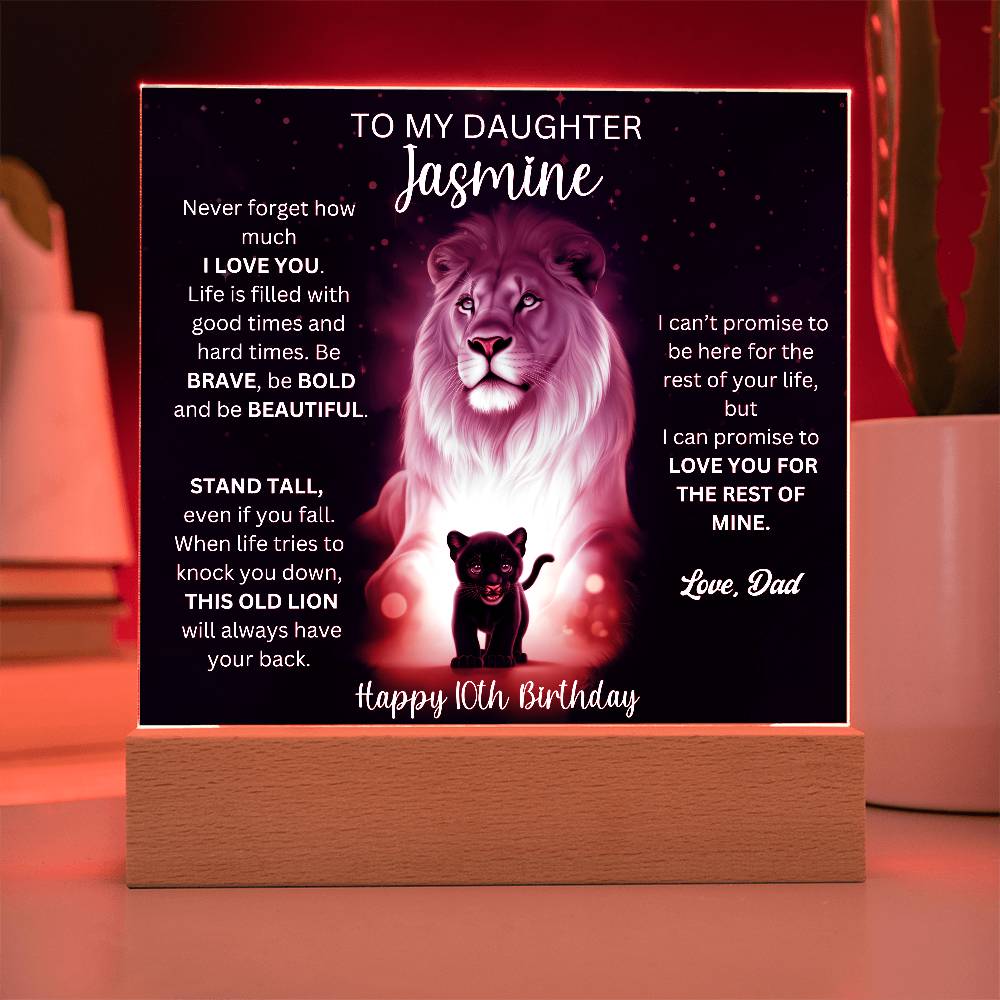 10th Birthday Gift To Daughter From Dad - Acrylic Square Plaque