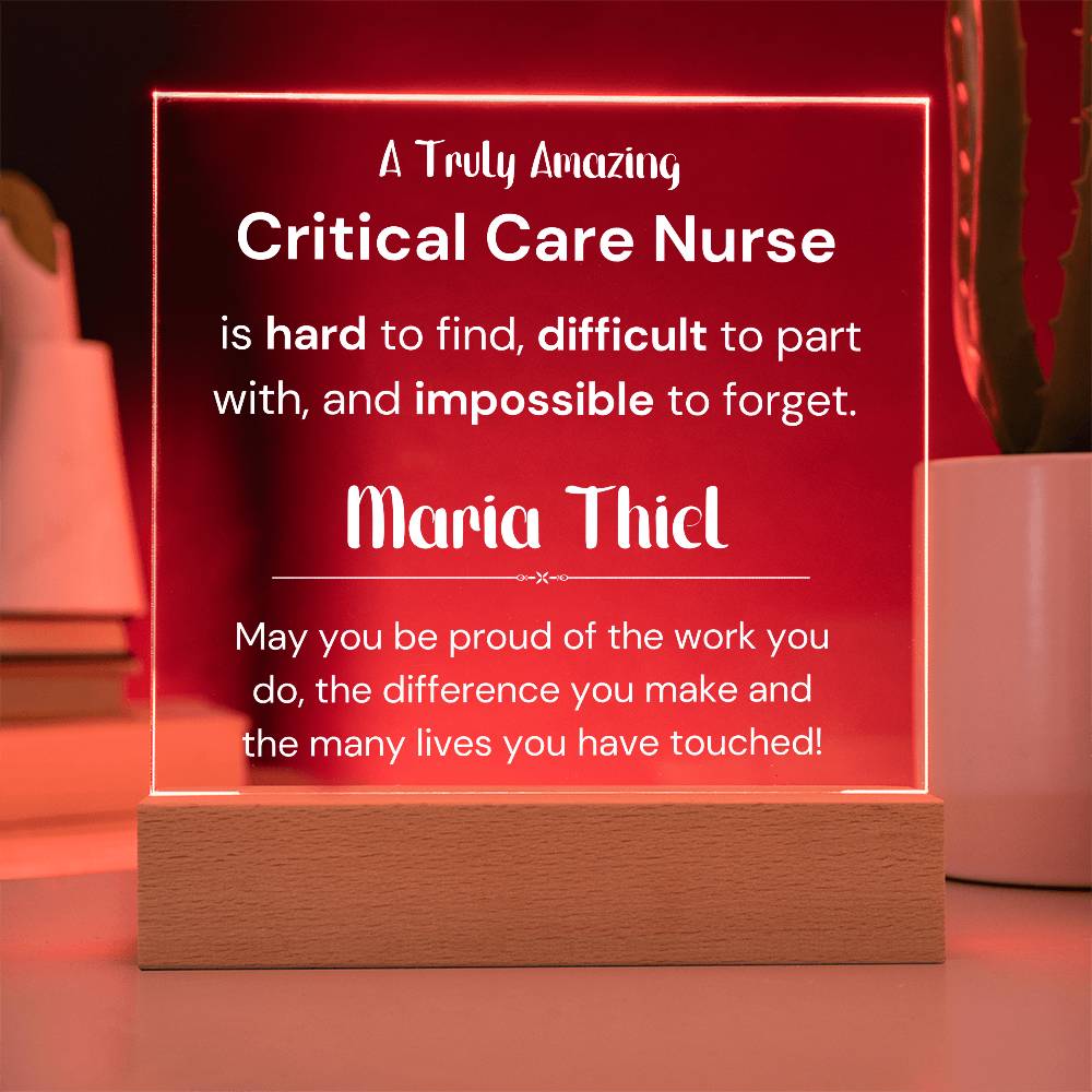 Gift For Critical Care Nurse Personalized Acrylic Plaque