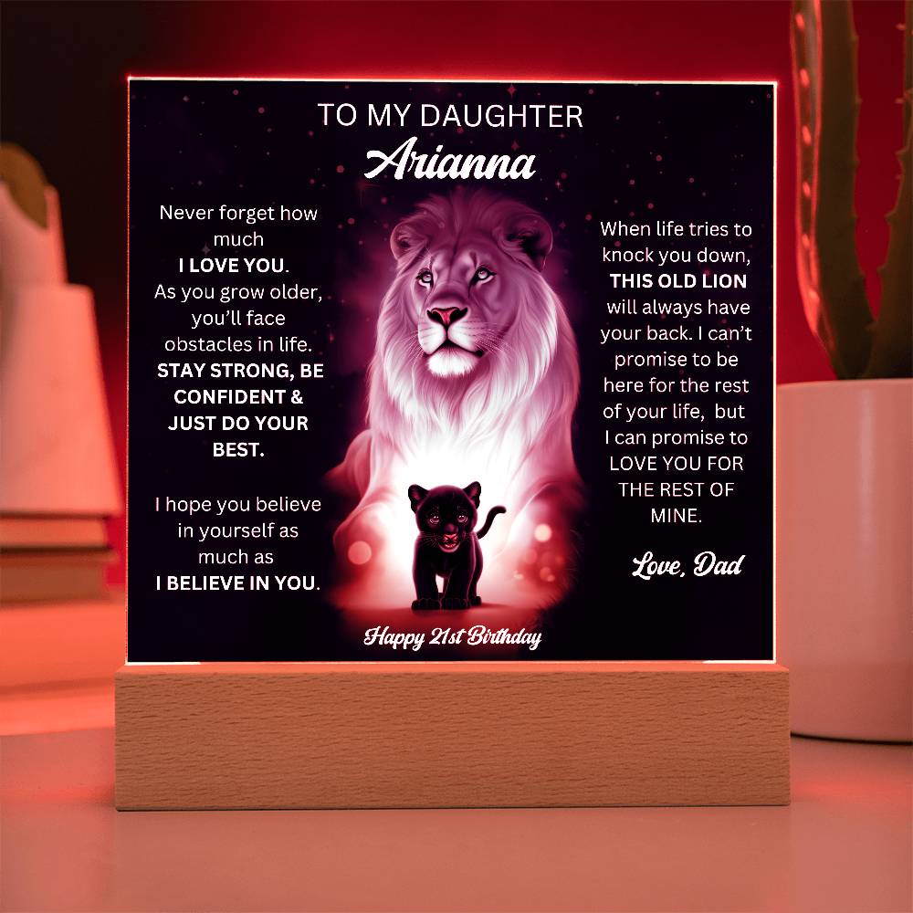 Dad To Daughter 21st Birthday Gift - Acrylic Square Plaque