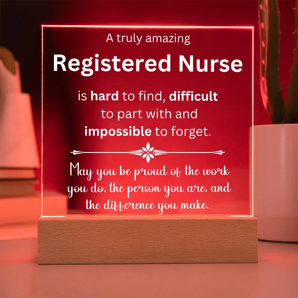 Registered Nurse Thank You Gift - Acrylic Square Plaque