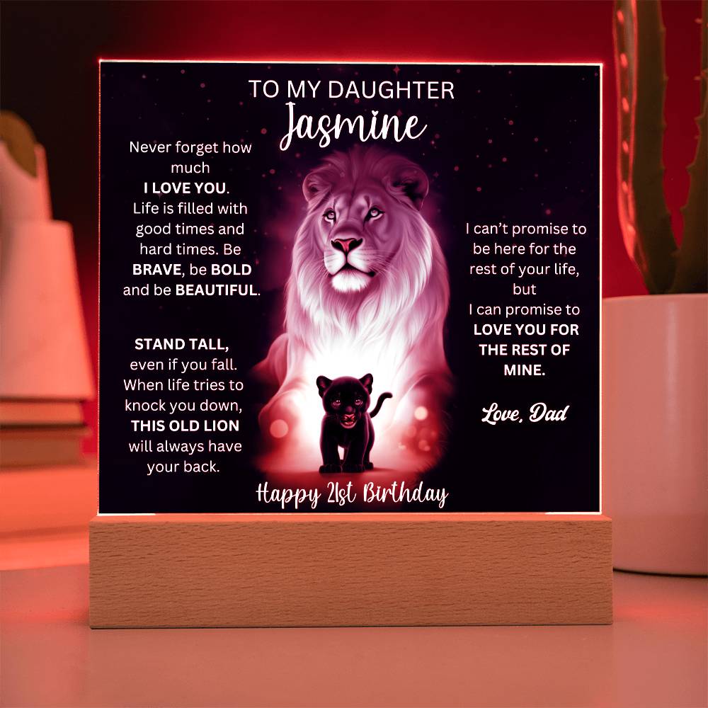 21st Birthday Gift To Daughter From Dad - Acrylic Square Plaque