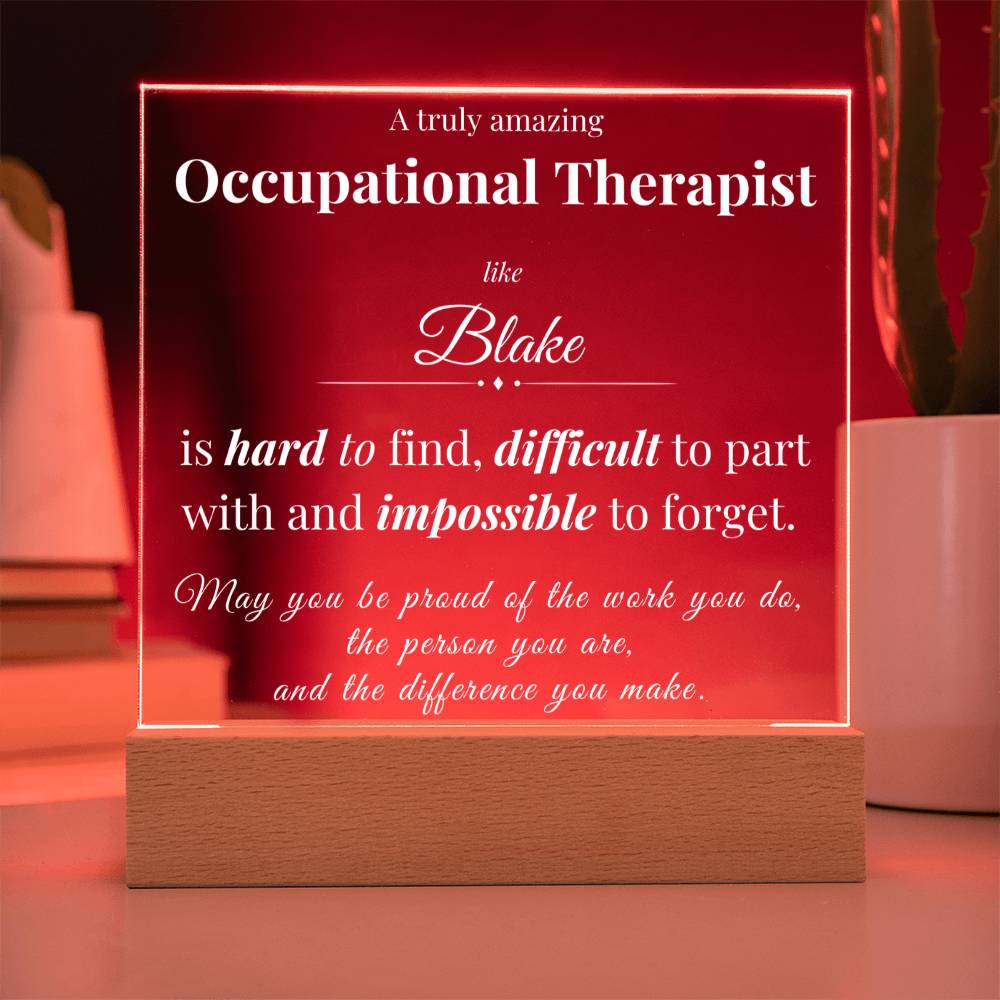 Personalized Acrylic Square Plaque for Occupational Therapist