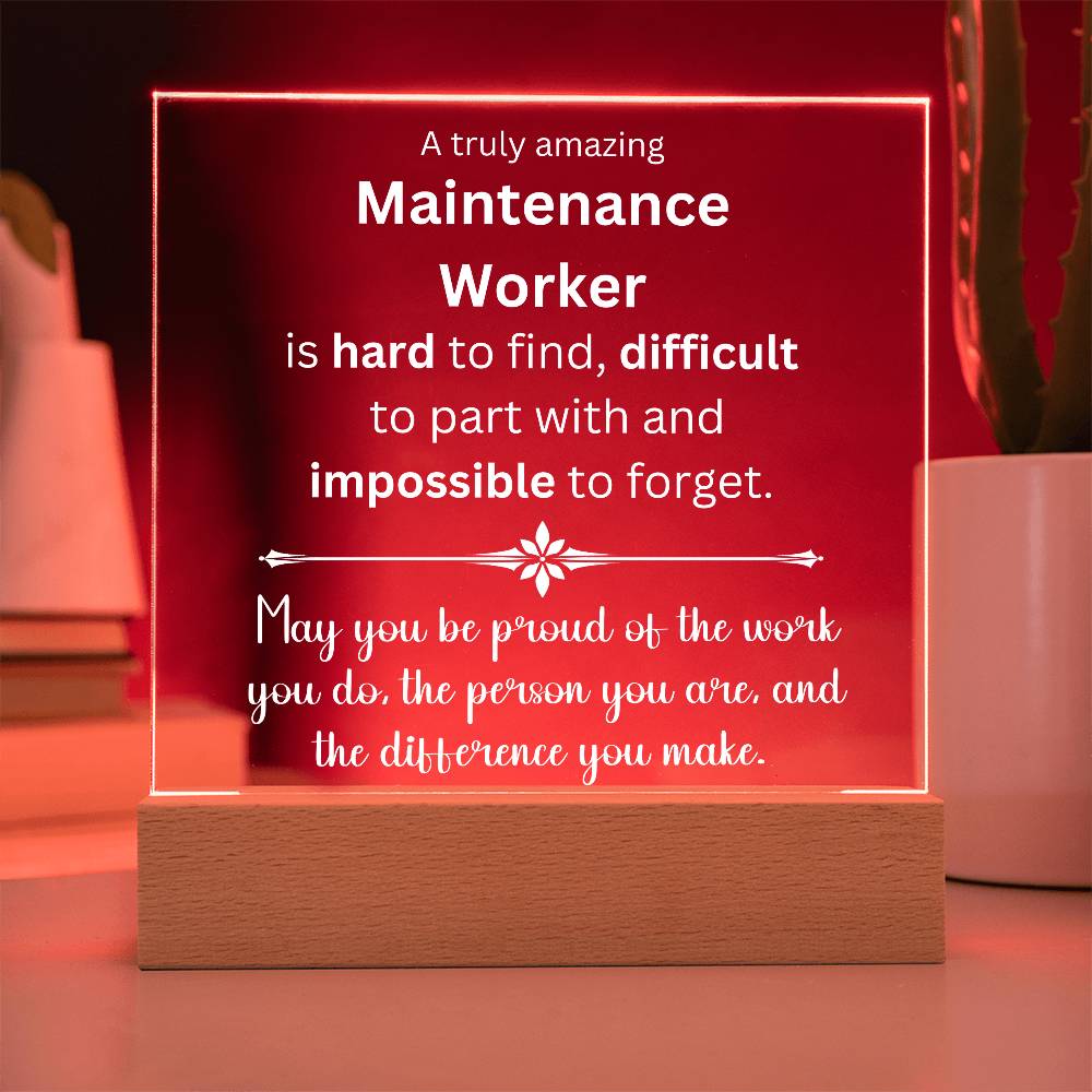 Maintenance Worker Gift - Acrylic Square Plaque