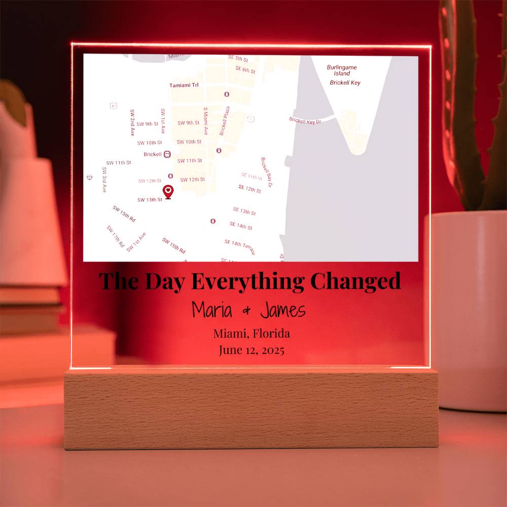 Personalized Where We Met Map Acrylic Plaque Miami Florida 3