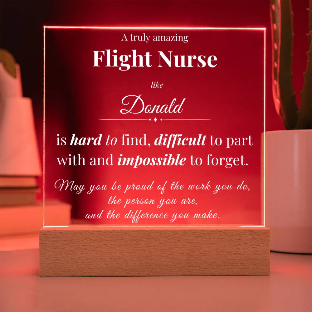 Personalized Acrylic Square Plaque for Flight Nurse