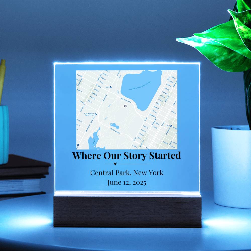 Personalized Where We Met Map Acrylic Plaque Central Park NY 1