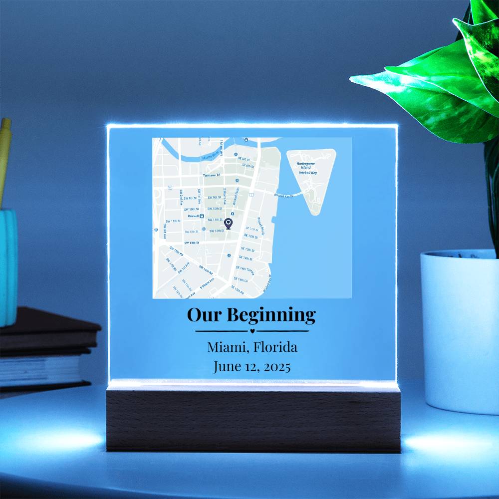 Personalized Where We Met Map Acrylic Plaque Miami Florida 1