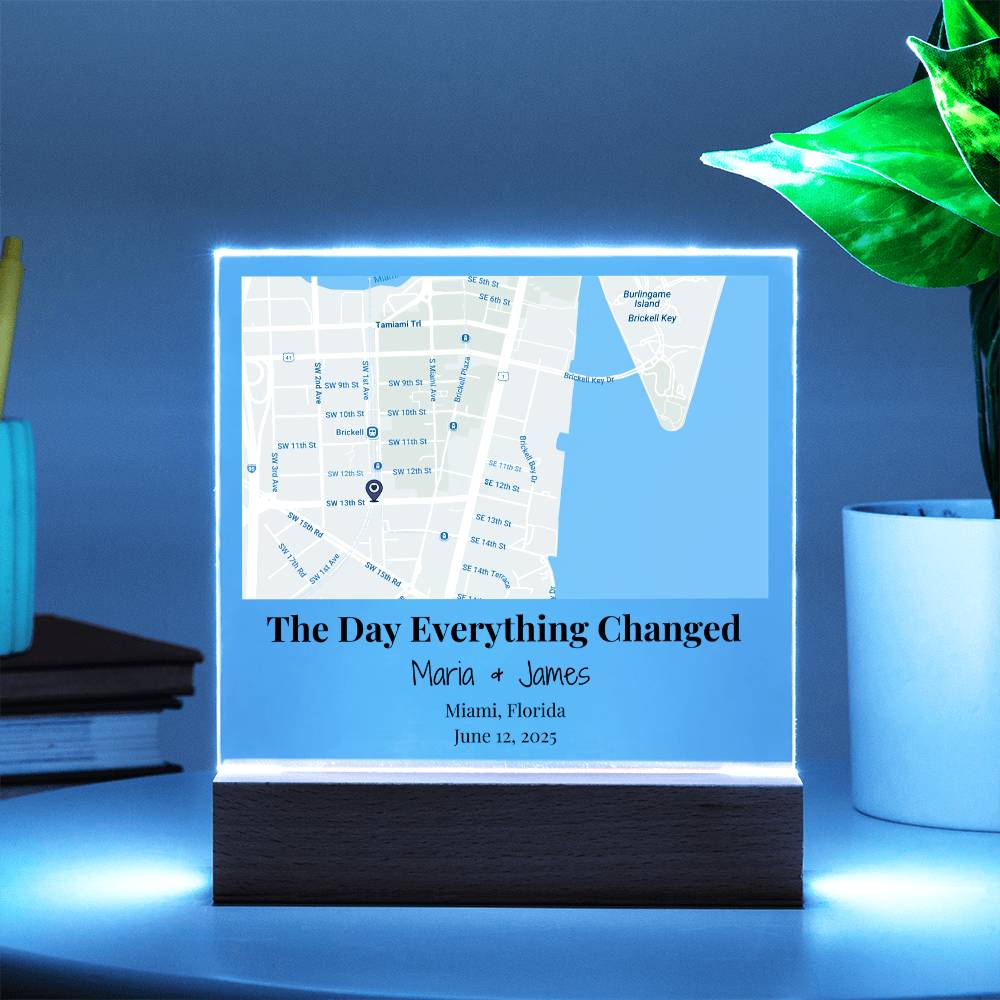 Personalized Where We Met Map Acrylic Plaque Miami Florida 3