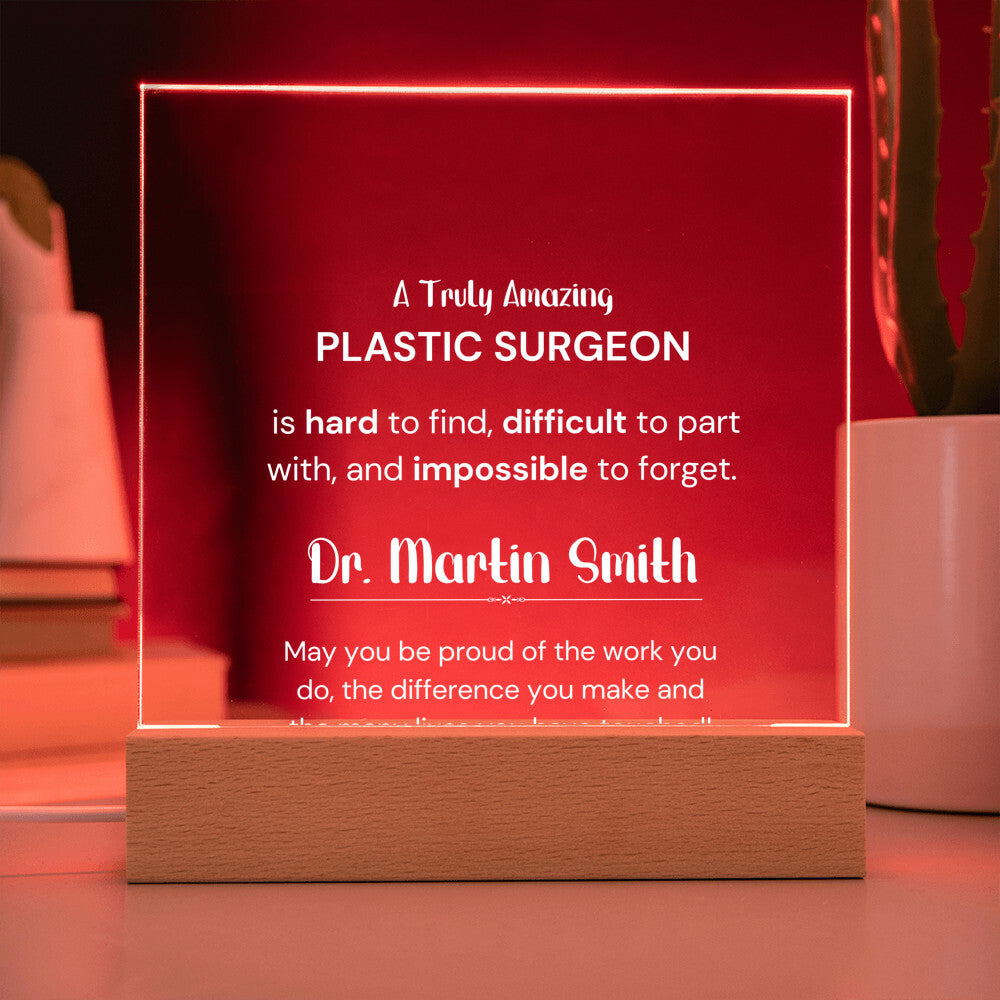 Gift For Plastic Surgeon Personalized Acrylic Plaque