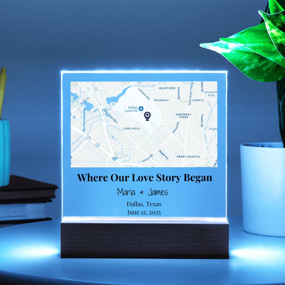 Personalized Where Our Love Story Began Map Acrylic Plaque Dallas Texas 4