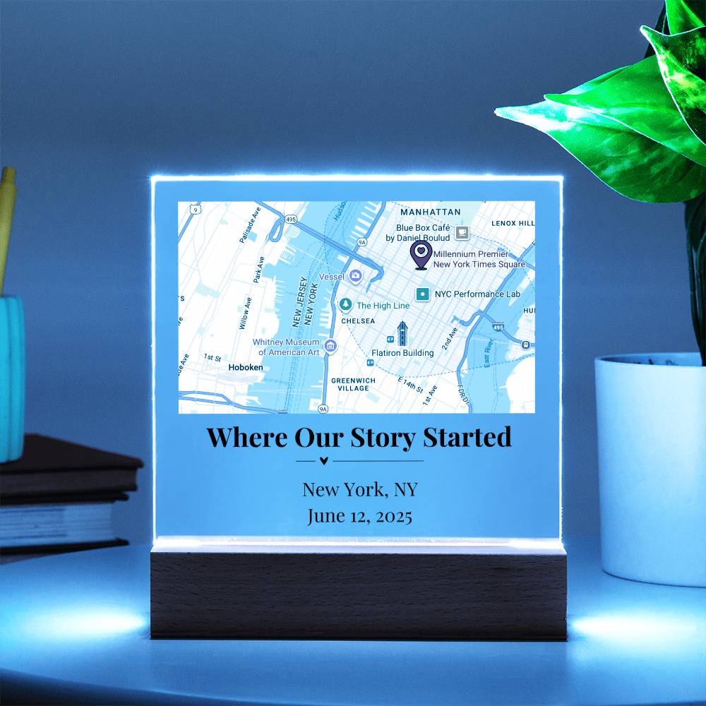 Personalized Where We Met Map Acrylic Plaque New York 1