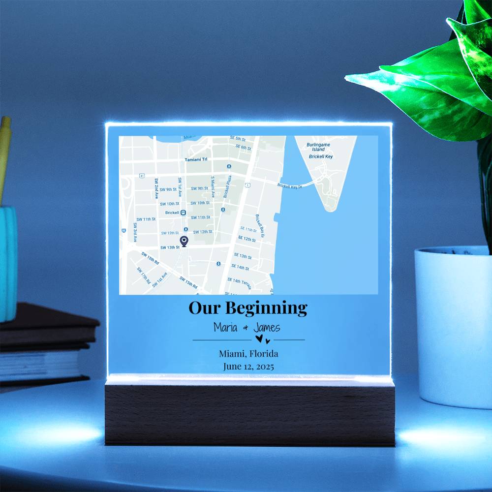 Personalized Where We Met Map Acrylic Plaque Miami Florida 2