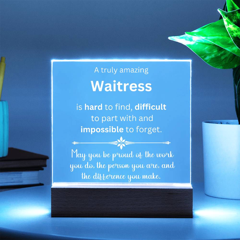 Waitress Thank You Gift - Acrylic Square Plaque