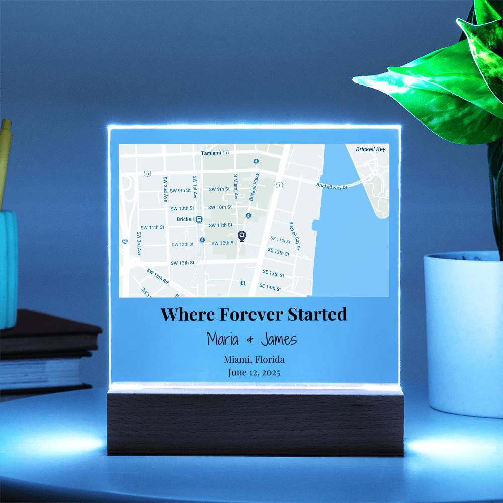 Personalized Where Forever Started Map Acrylic Plaque Miami Florida