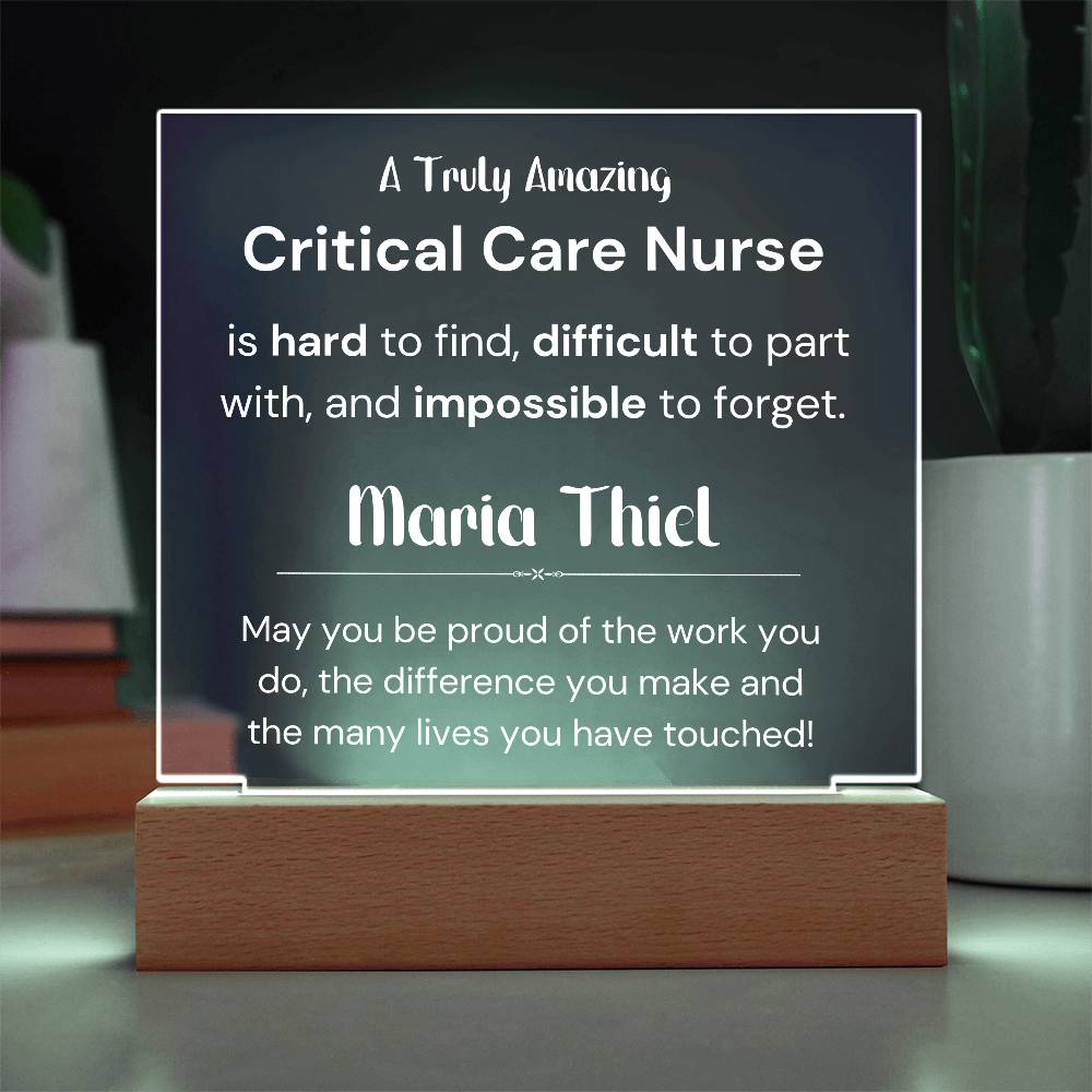 Gift For Critical Care Nurse Personalized Acrylic Plaque