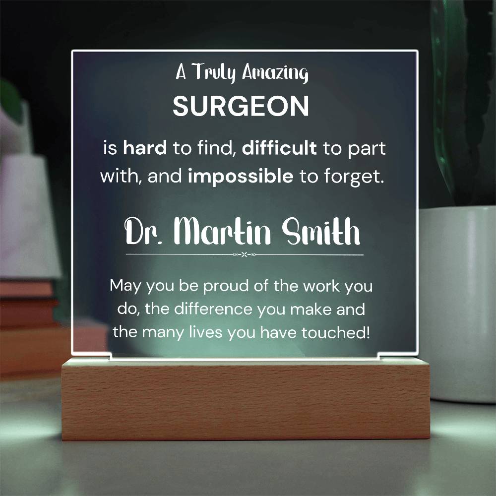 Gift For Surgeon Personalized Acrylic Plaque
