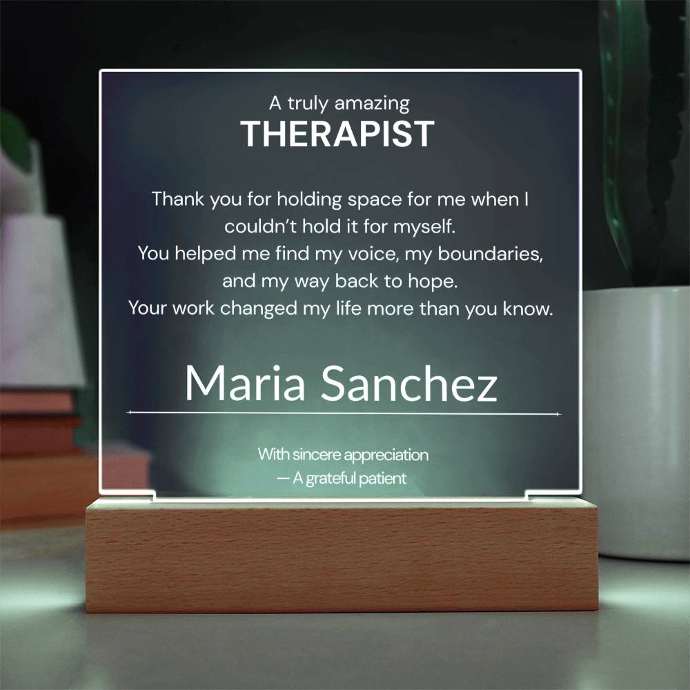 Therapist Thank You Acrylic Plaque Personalized