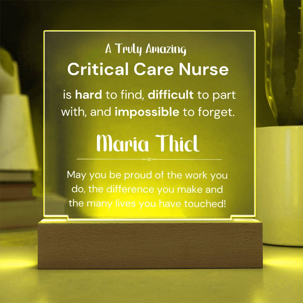 Gift For Critical Care Nurse Personalized Acrylic Plaque