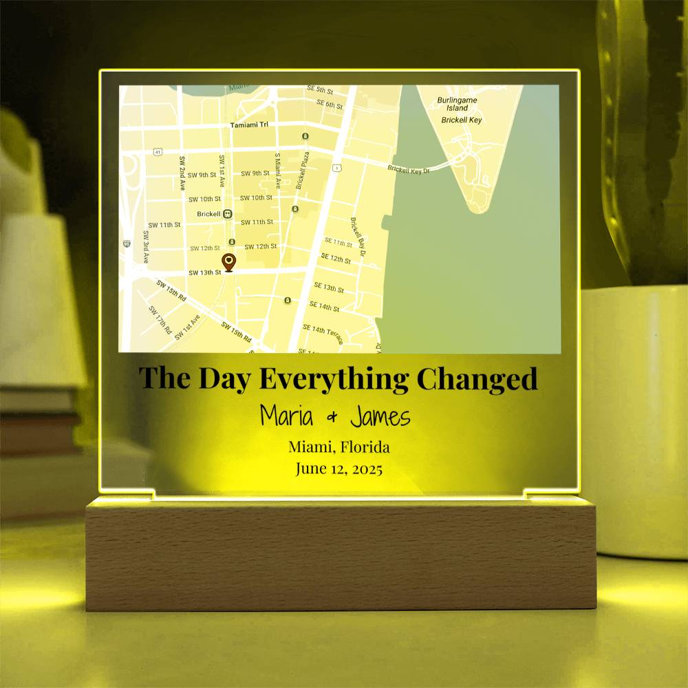 Personalized Where We Met Map Acrylic Plaque Miami Florida 3