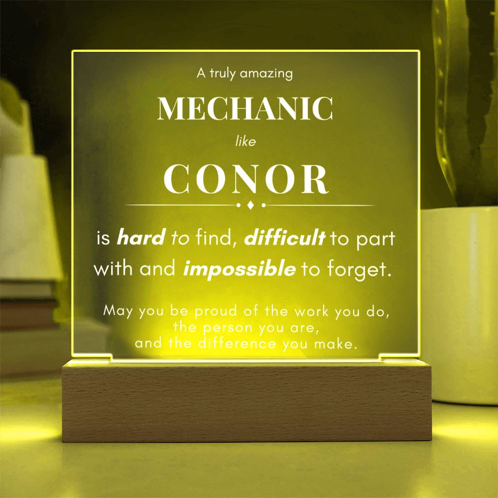 Mechanic Gift Personalized Name LED Plaque