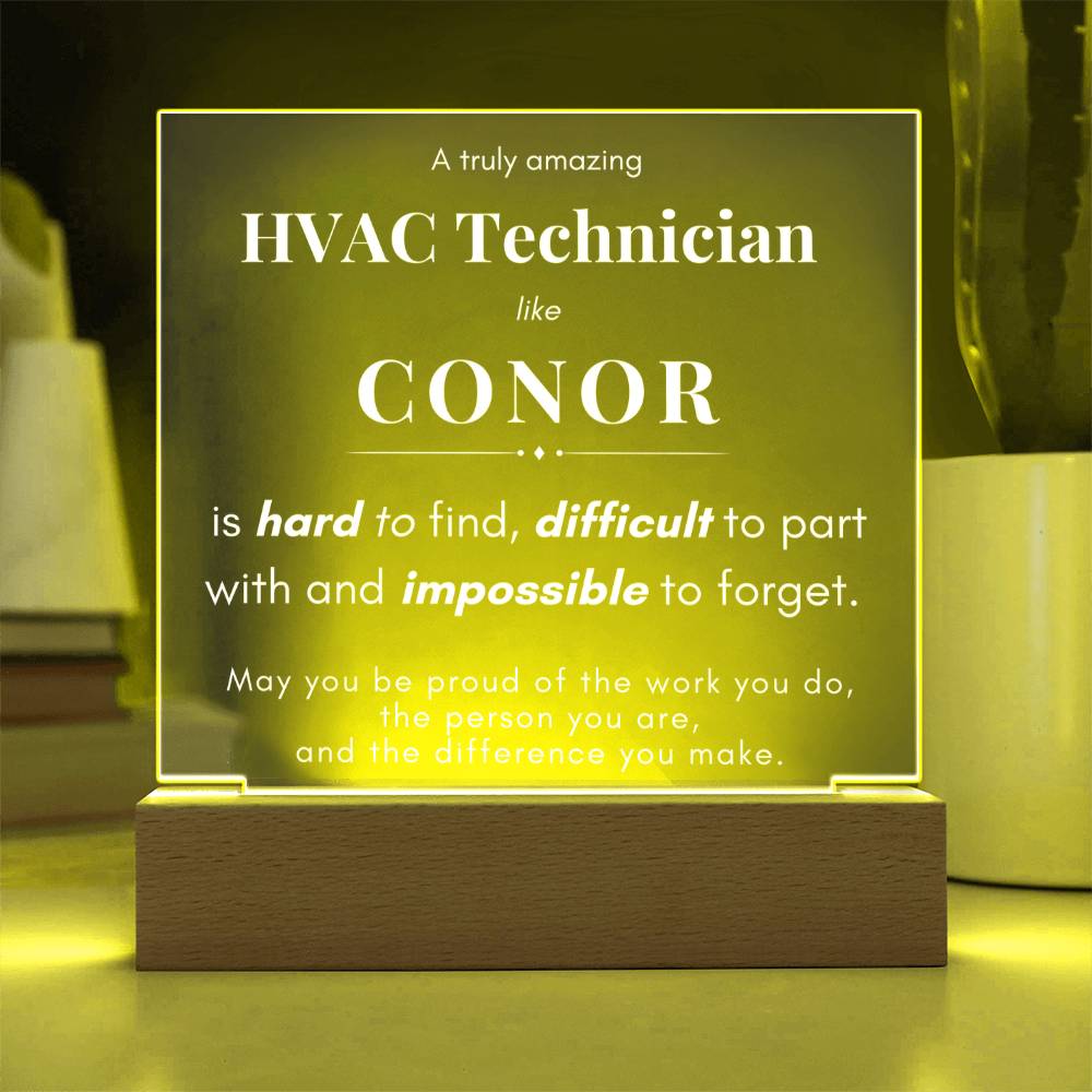 HVAC Technician Gift Personalized Name Plaque LED Light