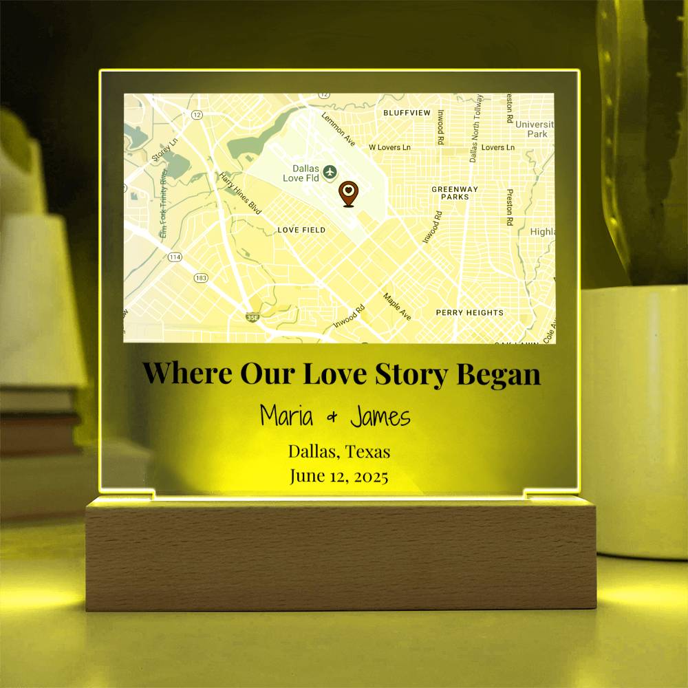 Personalized Where Our Love Story Began Map Acrylic Plaque Dallas Texas 4