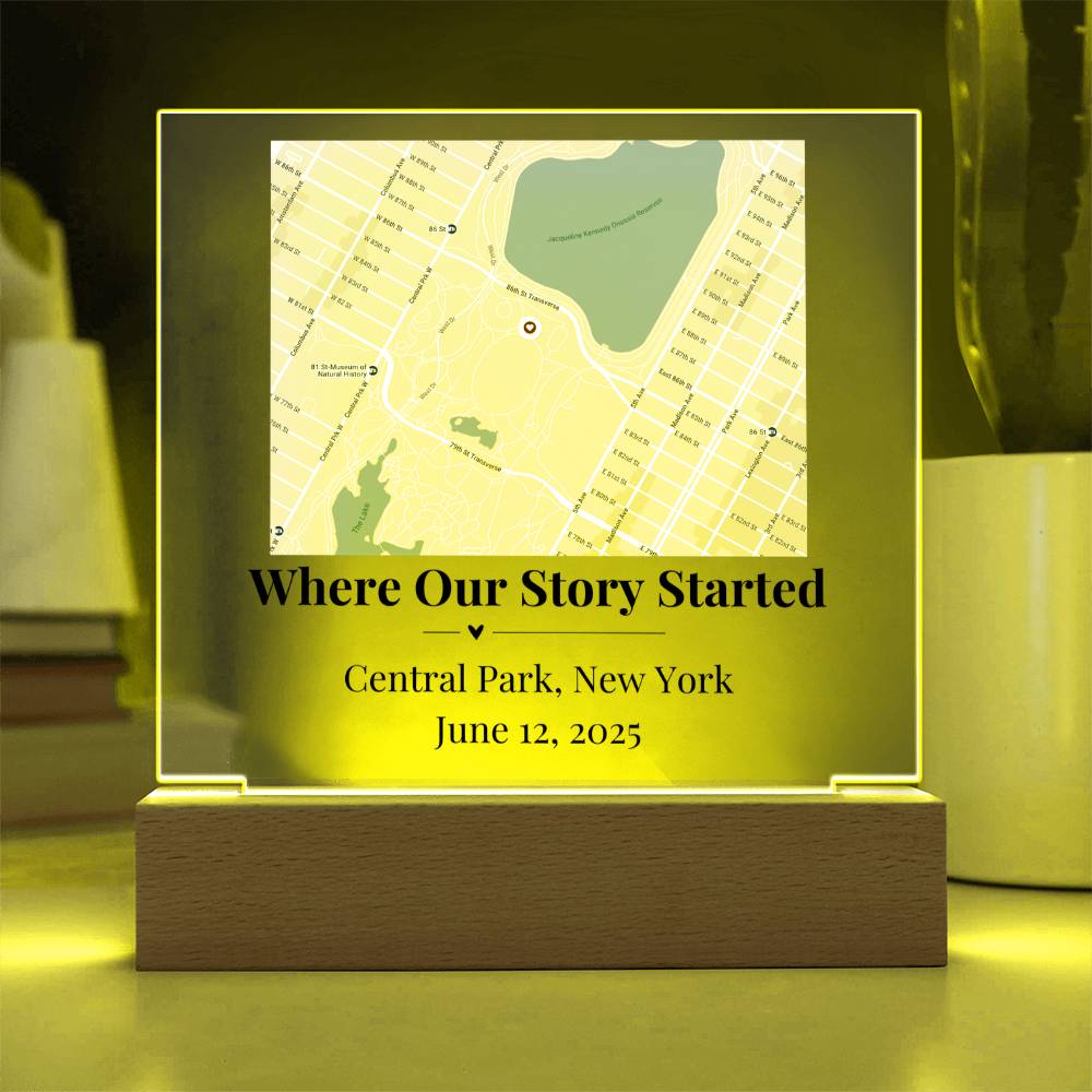 Personalized Where We Met Map Acrylic Plaque Central Park NY 1