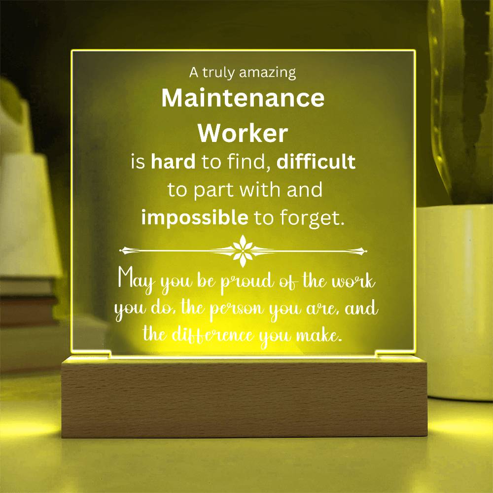 Maintenance Worker Gift - Acrylic Square Plaque