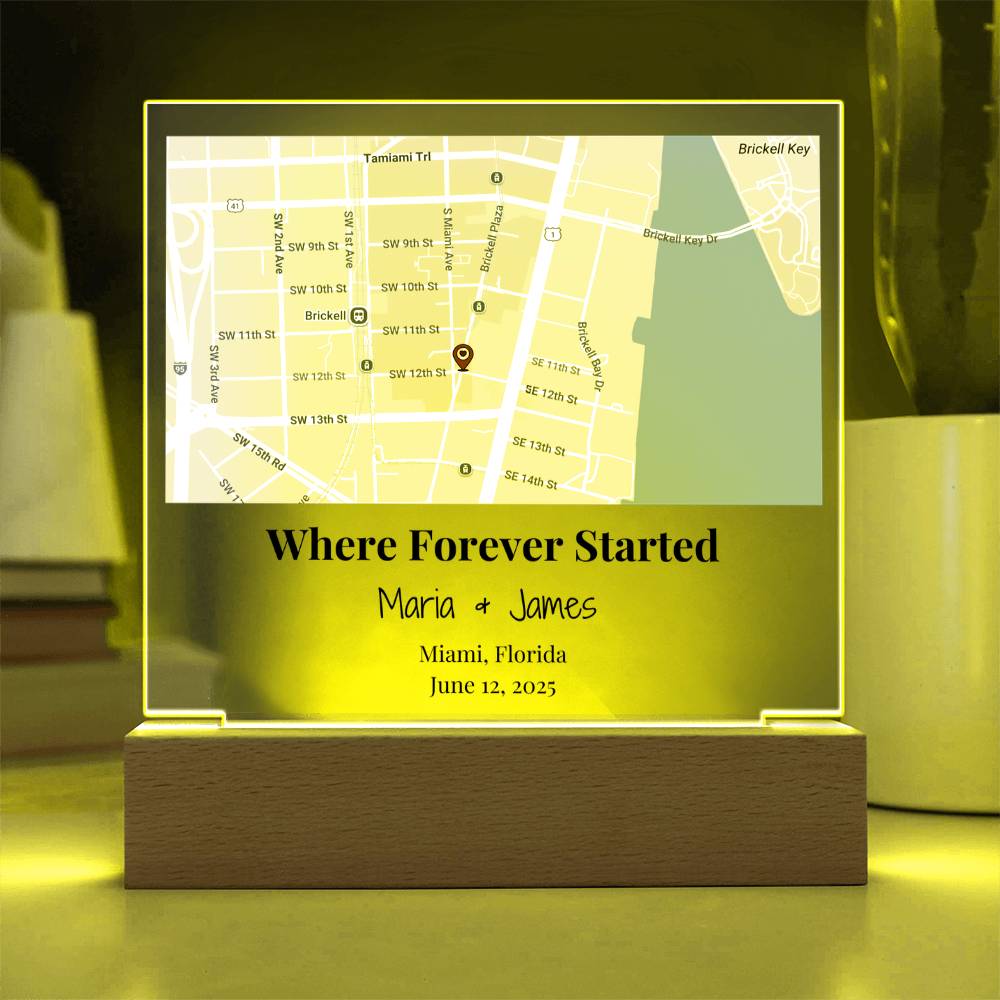 Personalized Where Forever Started Map Acrylic Plaque Miami Florida