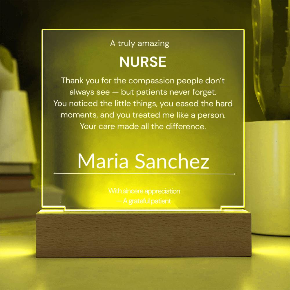 Nurse Thank You Gift Acrylic Plaque Personalized