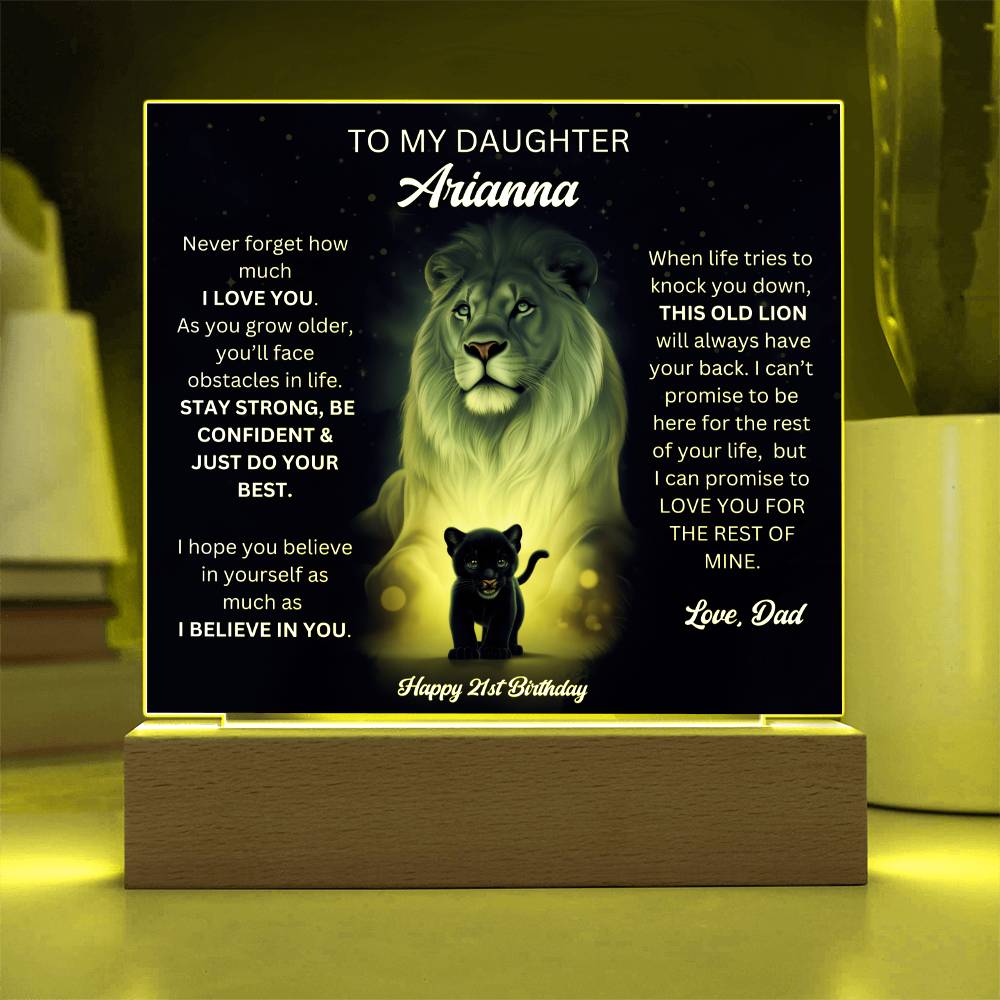 Dad To Daughter 21st Birthday Gift - Acrylic Square Plaque
